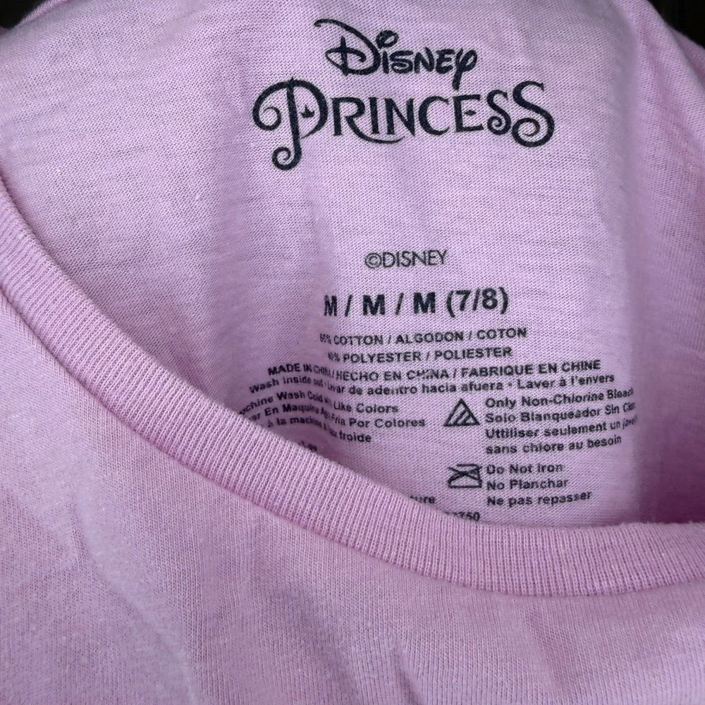 Disney Princess Royal Vibes‎ Pink Graphic T-Shirt Kids Size M 7/8 Belle Ariel